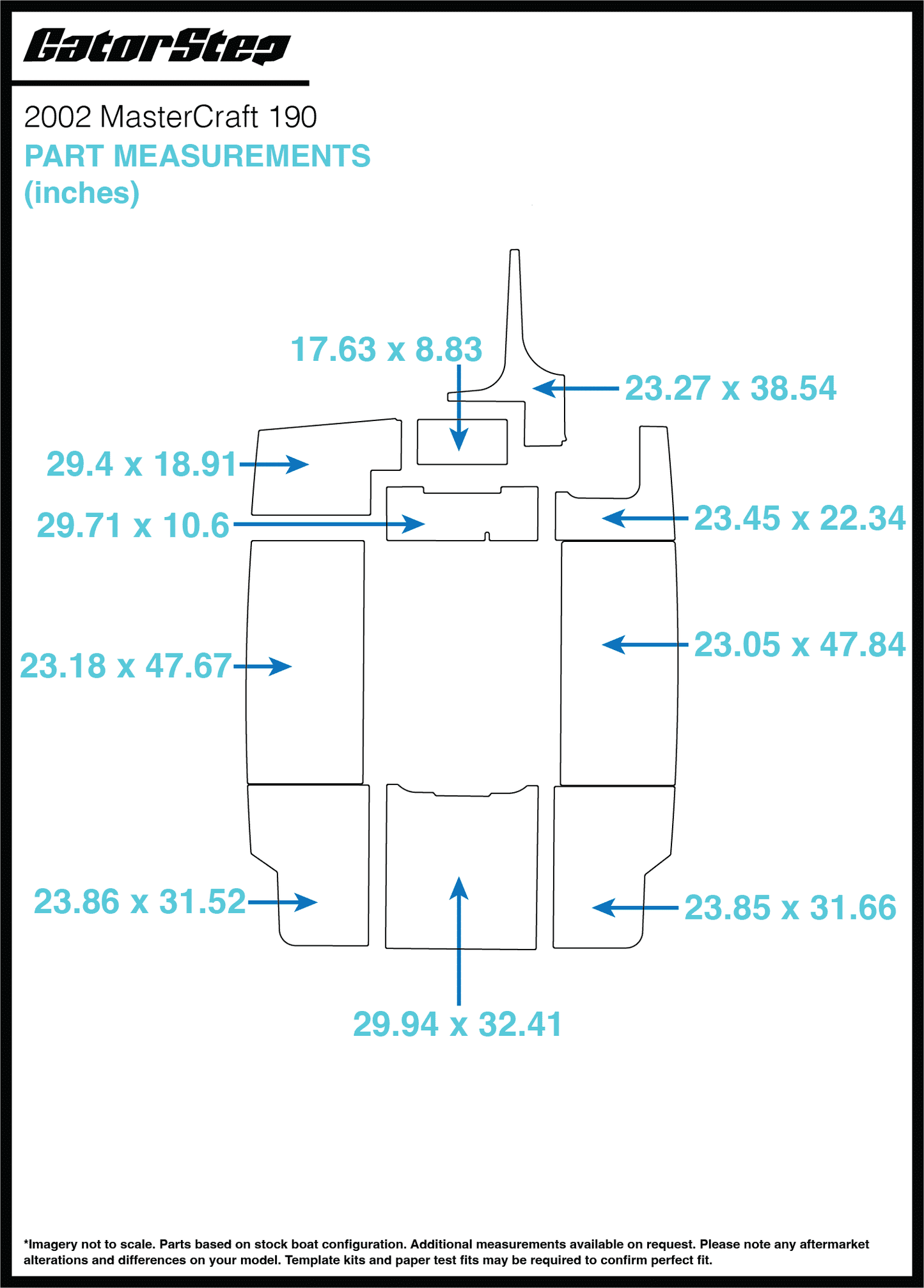 2002 Mastercraft 190 GatorStep Flooring Dimensions