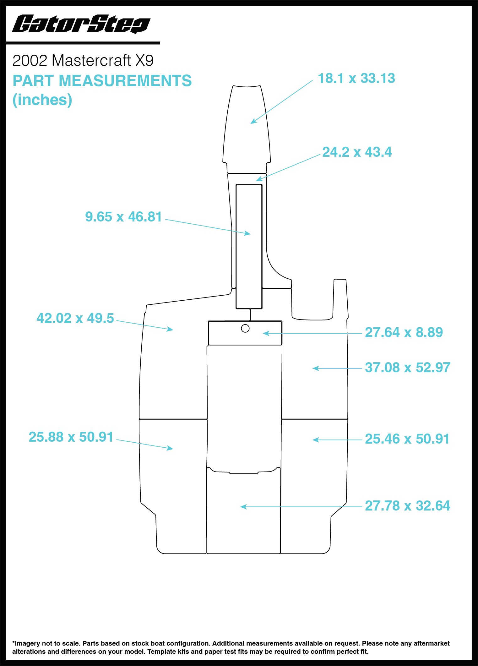 2002 Mastercraft X9 GatorStep Flooring Dimensions