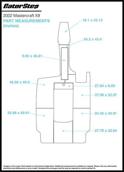 2002 Mastercraft X9 GatorStep Flooring Dimensions