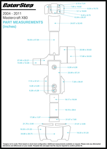 2004-2011 Mastercraft X80 GatorStep Flooring Dimensions