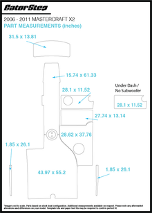 2006-2011 Mastercraft X2 GatorStep Flooring Dimensions