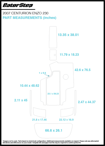 2007-2010 Centurion Enzo 230 GatorStep Flooring Measurements