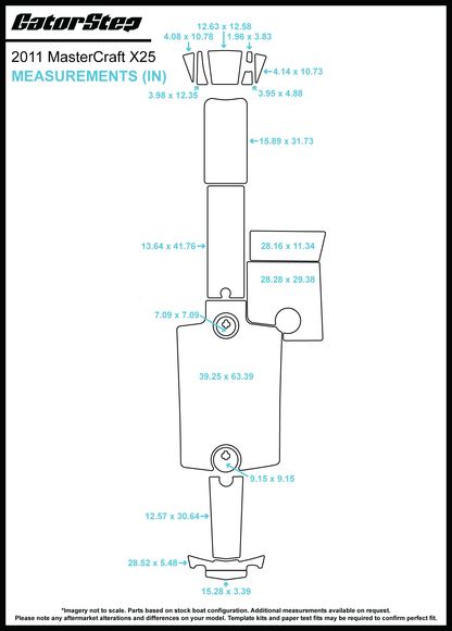 2011 MasterCraft X25 GatorStep Flooring Dimensions