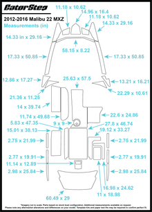2012-2016 Malibu 22 MZX GatorStep Flooring Dimensions