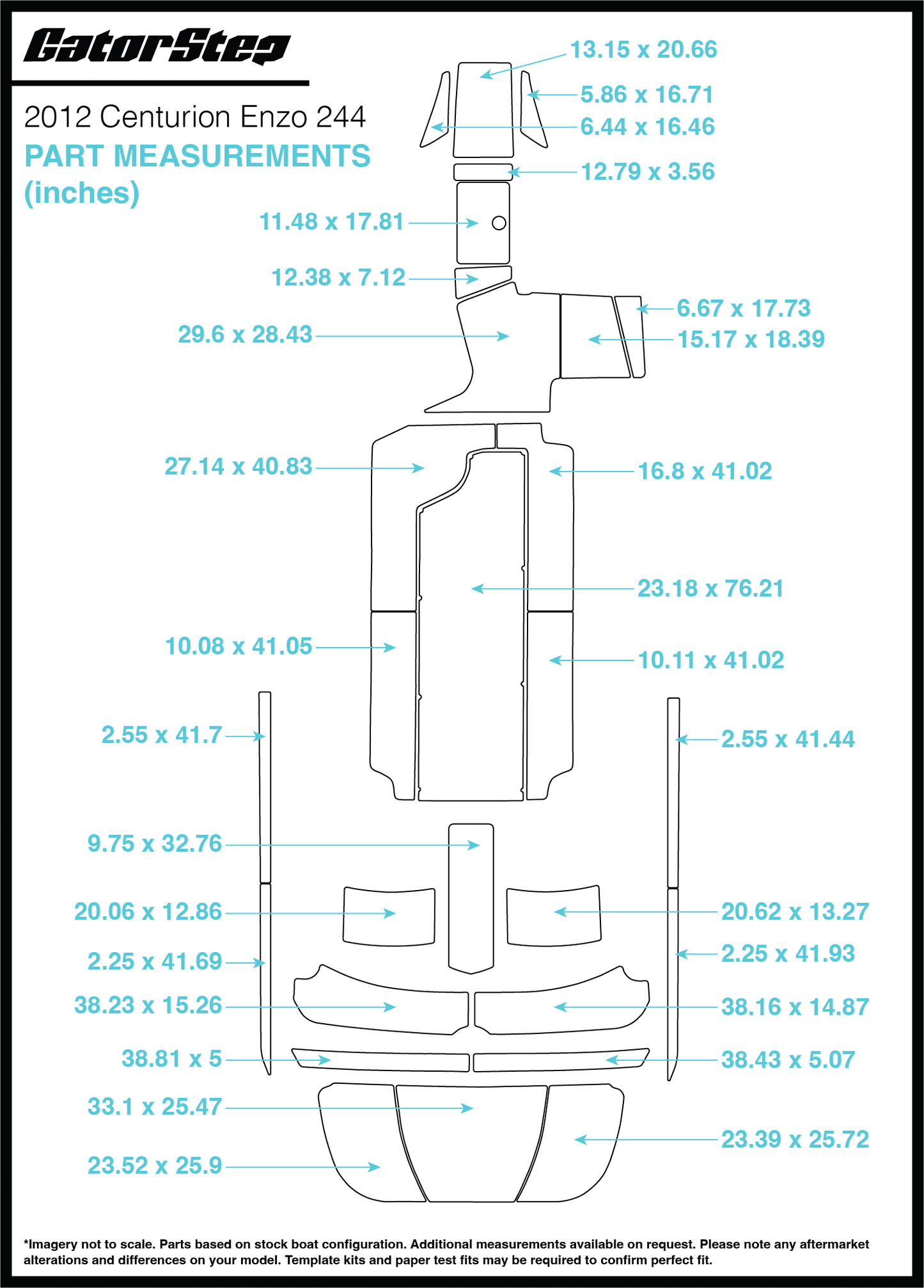 2012 Centurion Enzo 244 GatorStep Flooring dimensions