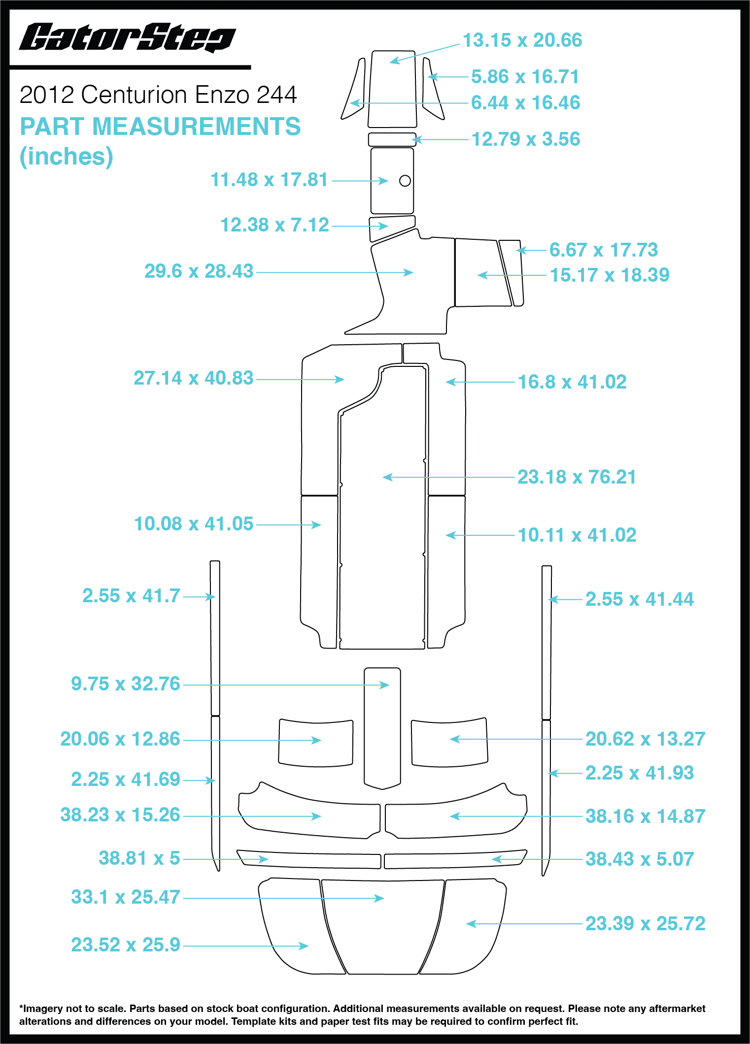 2012 Centurion Enzo 244 GatorStep Flooring dimensions