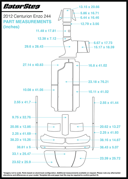 2012 Centurion Enzo 244 GatorStep Flooring dimensions