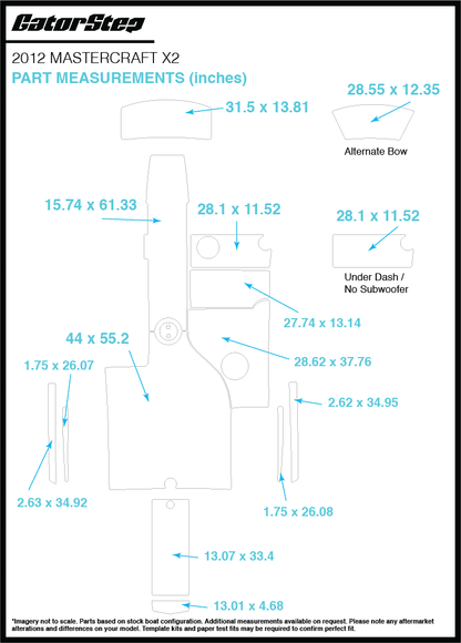 2012 Mastercraft X2 GatorStep Flooring Dimensions