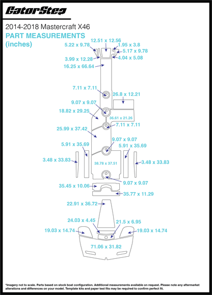 2014-2018 MasterCraft X46 GatorStep Flooring Dimensions