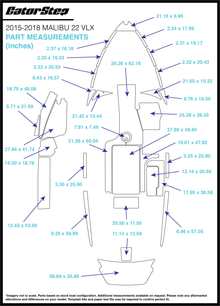 2015-2018 Malibu 22 VLX GatorStep Flooring Dimensions