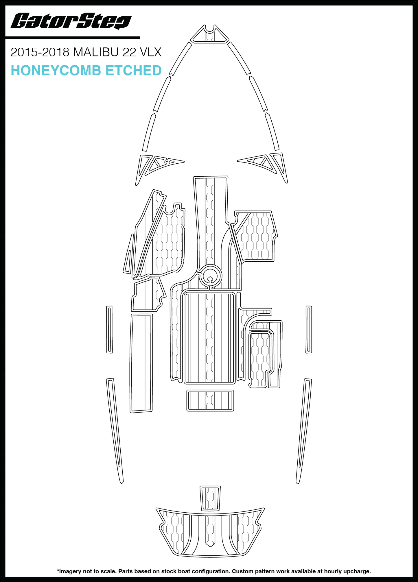 2015-2018 Malibu 22 VLX GatorStep Flooring Honeycomb Etched