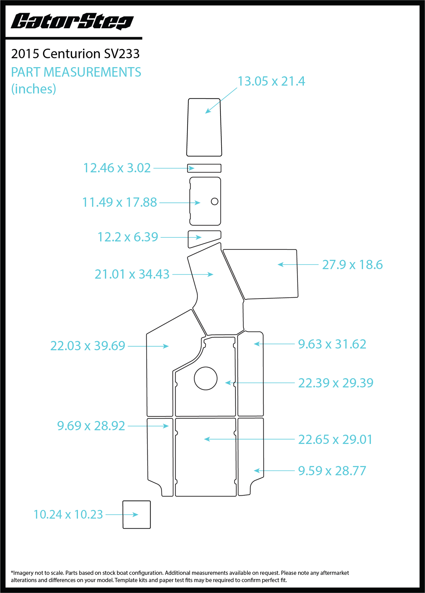 2015 Centurion SV233 Gatorstep Flooring Dimensions