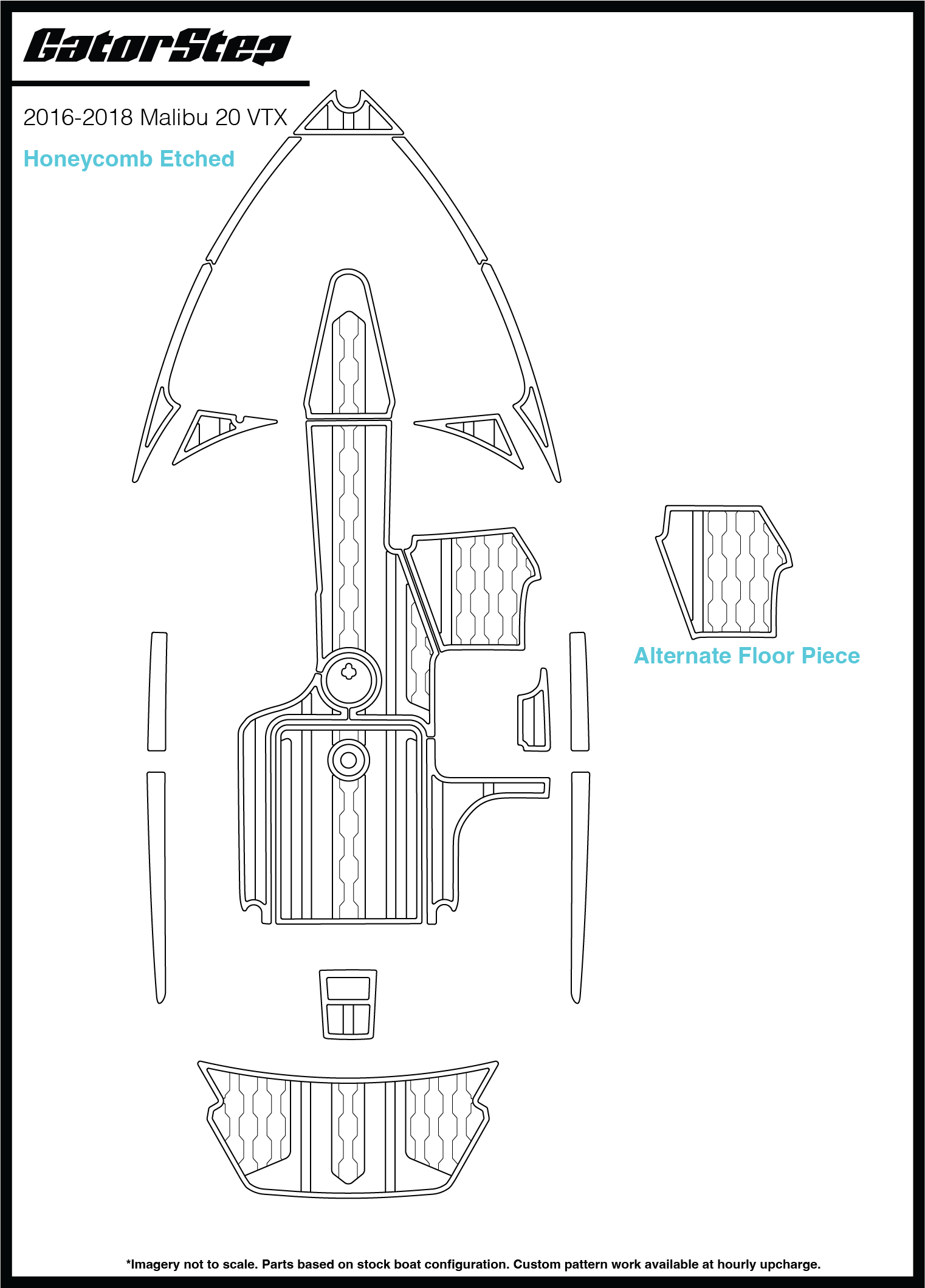 2016-2018 Malibu 20 VTX GatorStep Flooring Honeycomb Etched