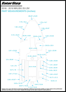 2016-2018 Malibu 25 LSV GatorStep Flooring Dimensions