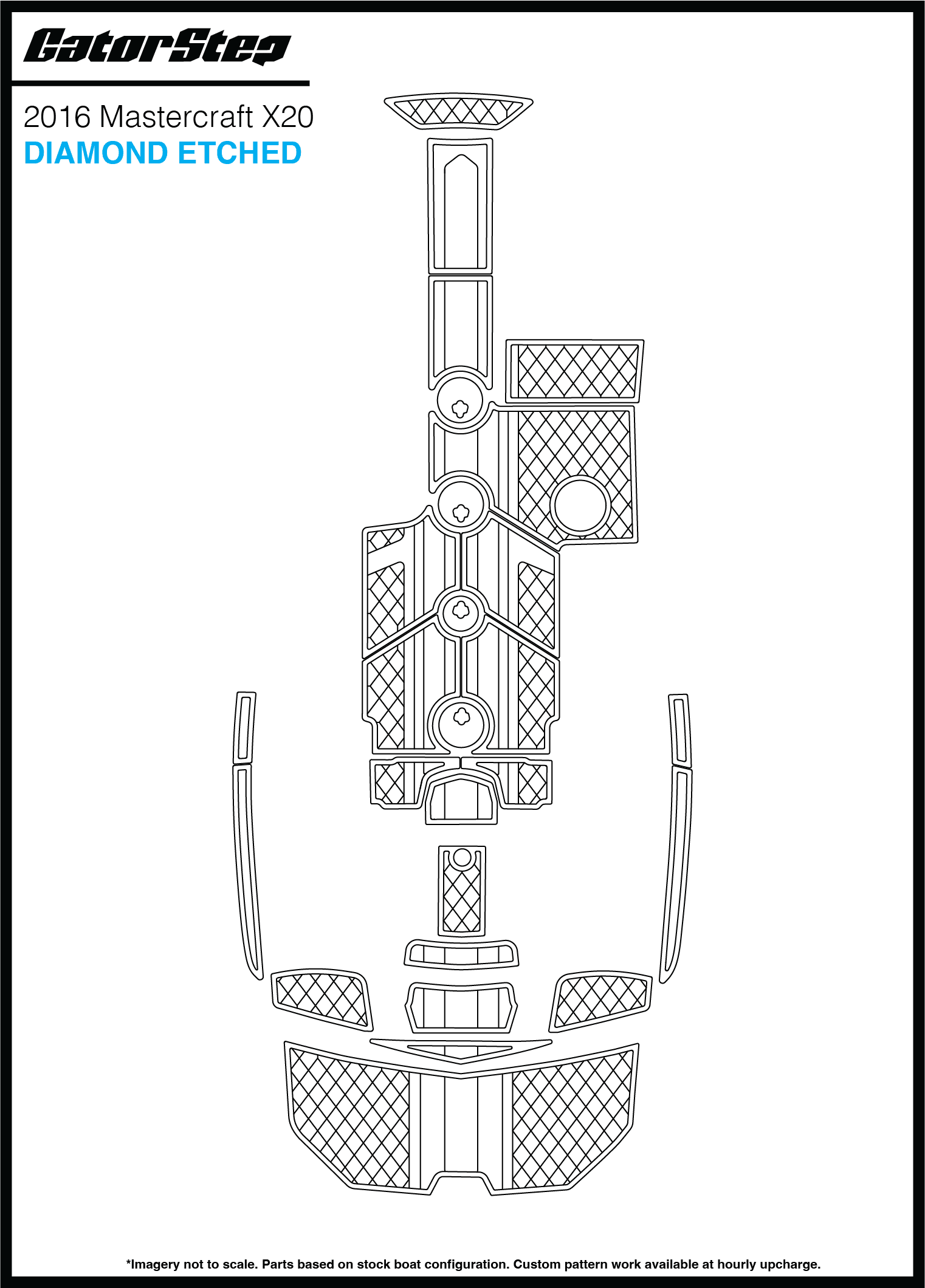 2016 Mastercraft X20 GatorStep Flooring Diamond Etched