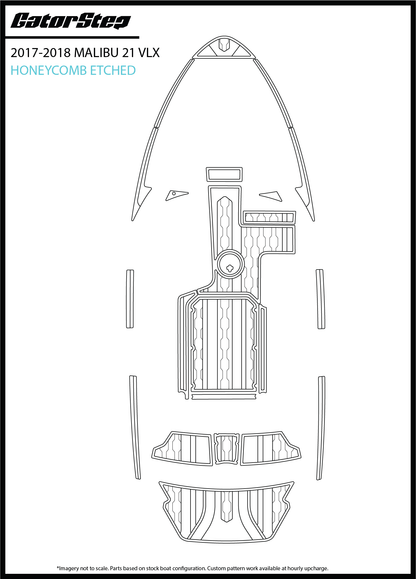 2017-2019 Malibu 21 VLX GatorStep Flooring Honeycomb Etched