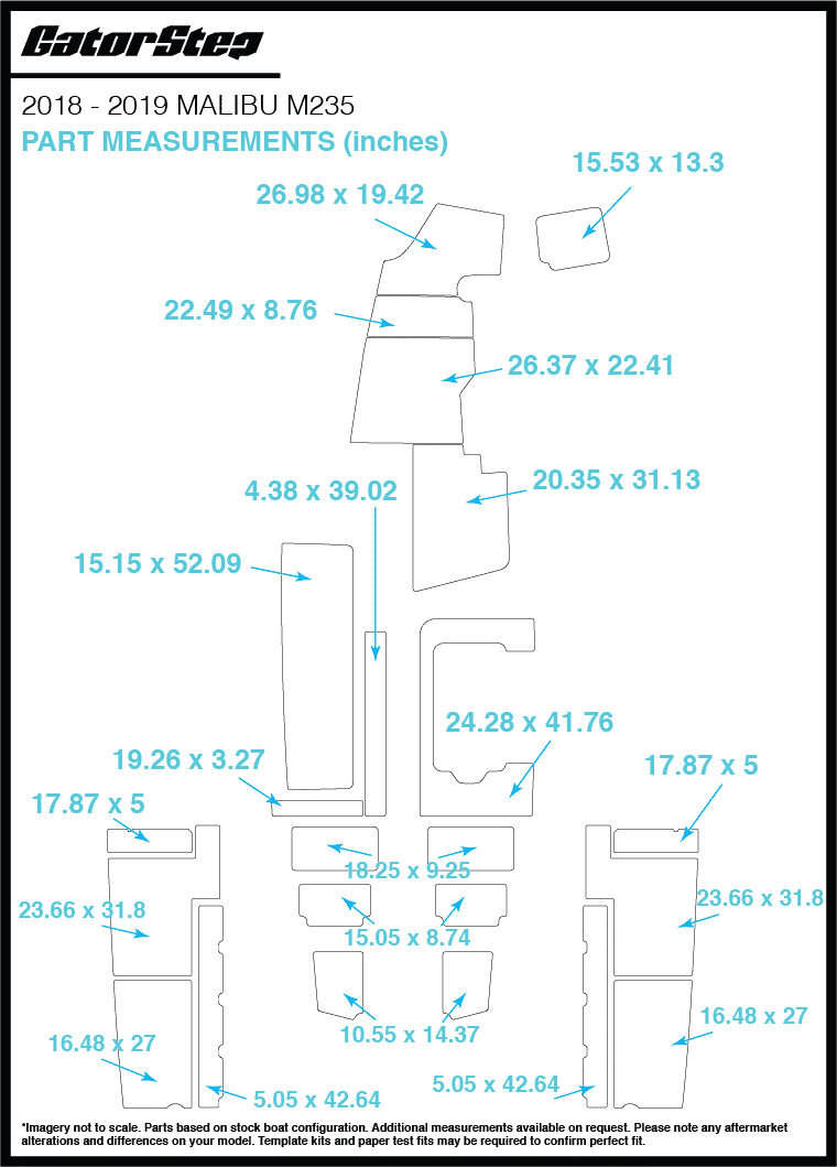 2018-2019 Malibu M235 GatorStep Flooring Storage Dimensions
