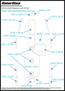 2018-2020 MasterCraft XT22 GatorStep Flooring Dimensions