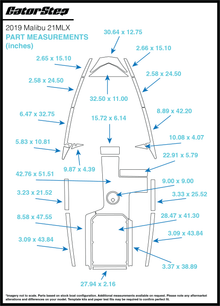 2018-2019 Malibu 21 MLX GatorStep Flooring Dimensions