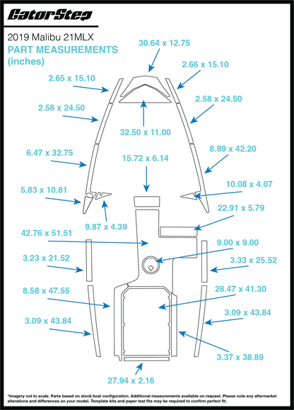 2018-2019 Malibu 21 MLX GatorStep Flooring Dimensions