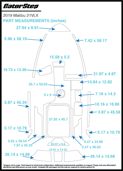 2019 Malibu 21 LVX GatorStep Flooring Dimensions