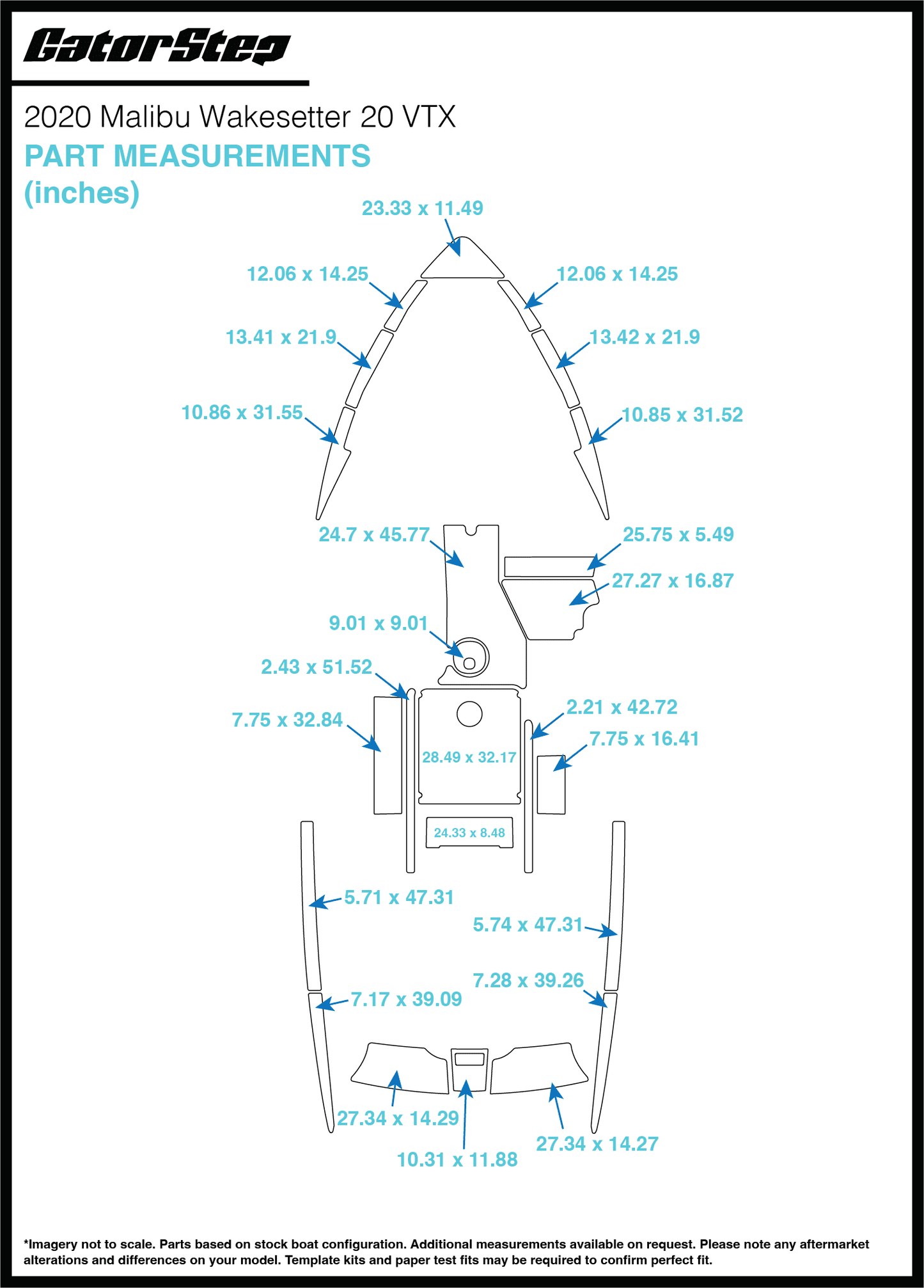 2020 Malibu VTX GatorStep Flooring Dimensions