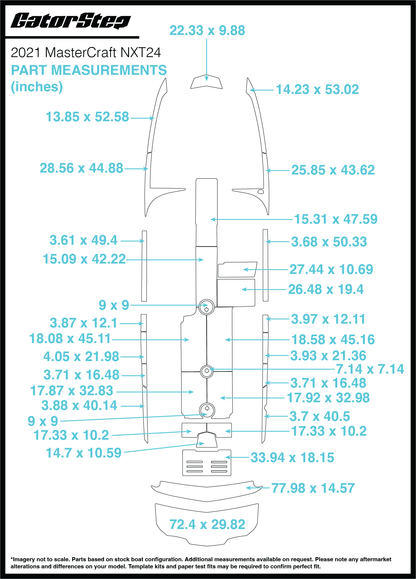 2021 Mastercraft NXT23 GatorStep Flooring Dimensions
