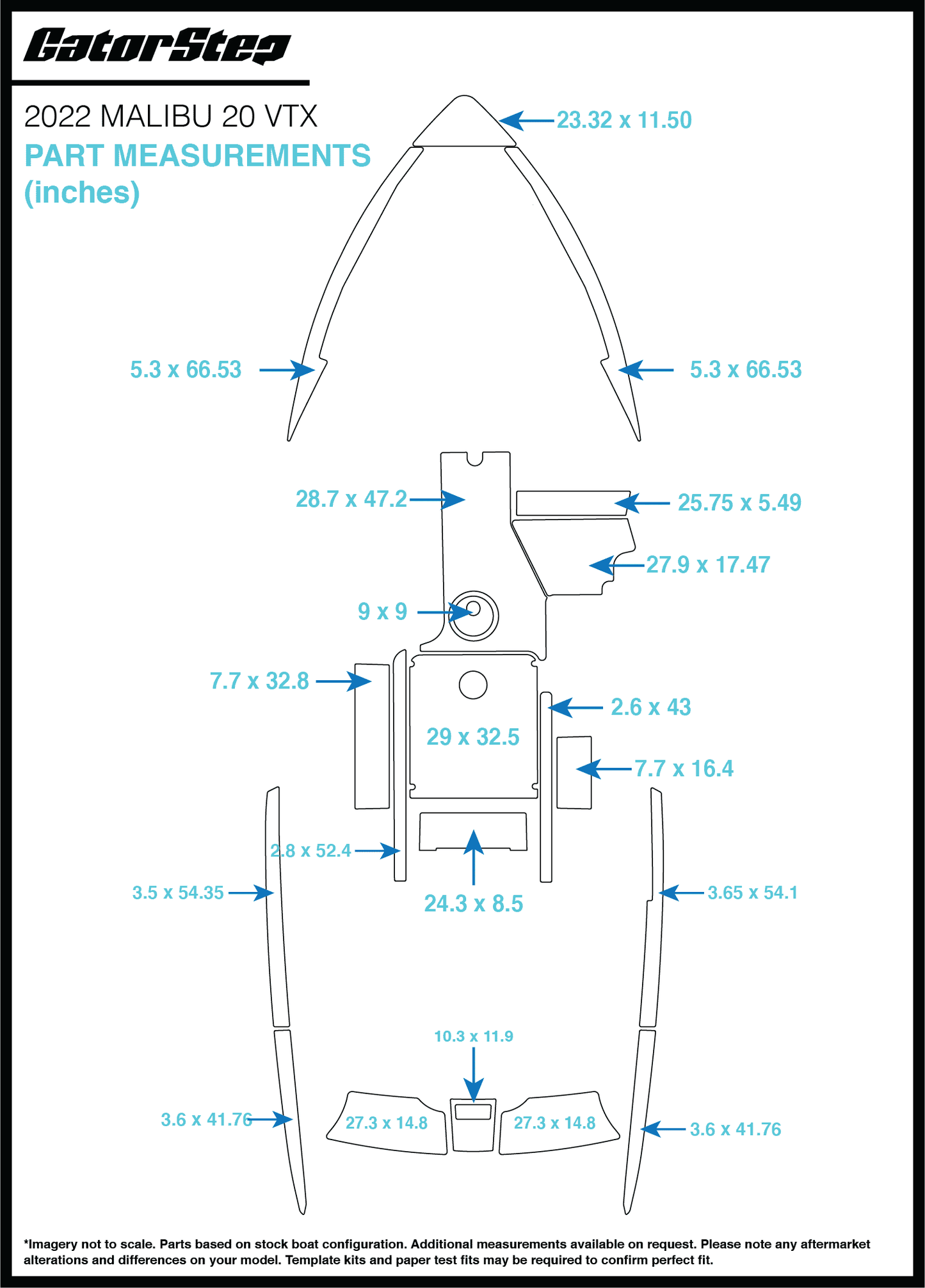 2022 Malibu 20 VTX GatorStep Flooring Dimensions