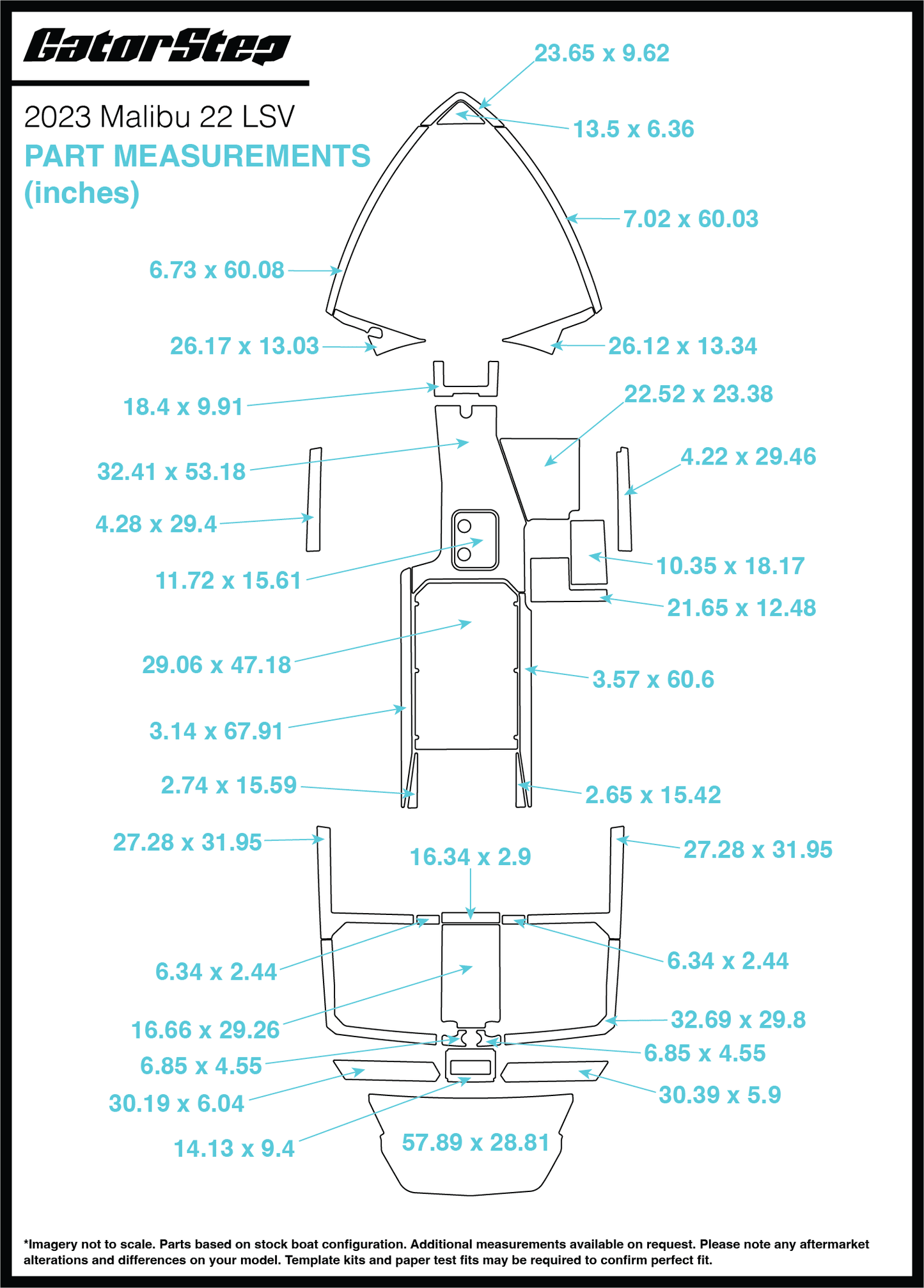 2023 Malibu 22 LSV GatorStep Flooring Dimensions