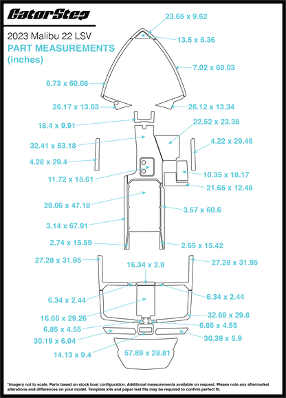2023 Malibu 22 LSV GatorStep Flooring Dimensions