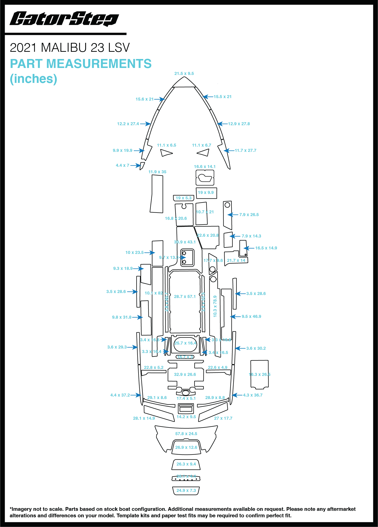 2021 Malibu 23 LSV GatorStep Flooring Dimensions