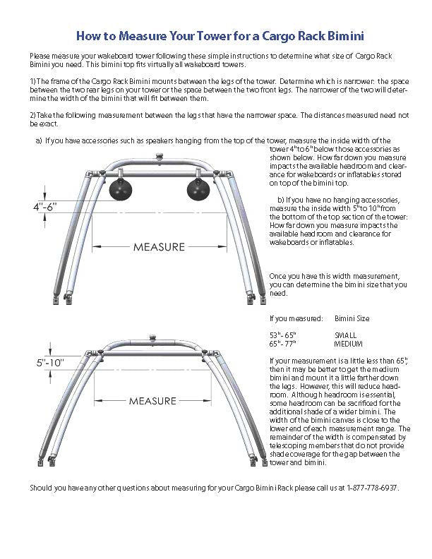 monster cargo bimini measurements
