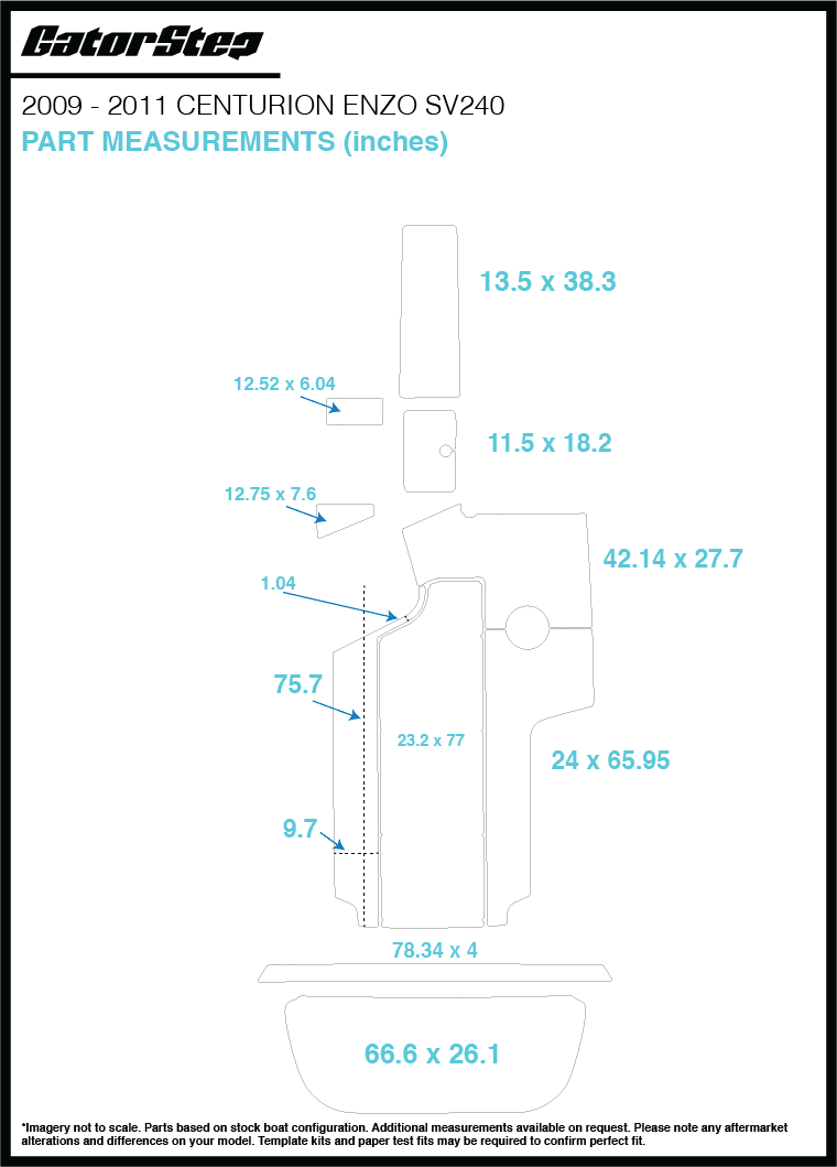 2009-2011 Centurion Enzo SV240 GatorStep Flooring measurements