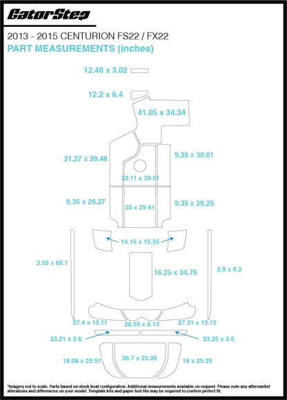 2013-2015 Centurion FS22/FX22 GatorStep Flooring dimensions