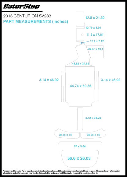 2013 Centurion SV233 GatorStep Flooring dimensions