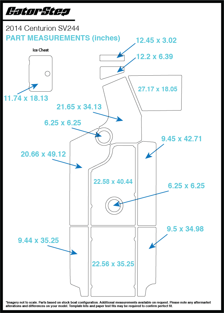 2014 Centurion SV244 GatorStep Flooring Dimensions