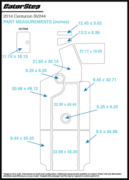 2014 Centurion SV244 GatorStep Flooring Dimensions
