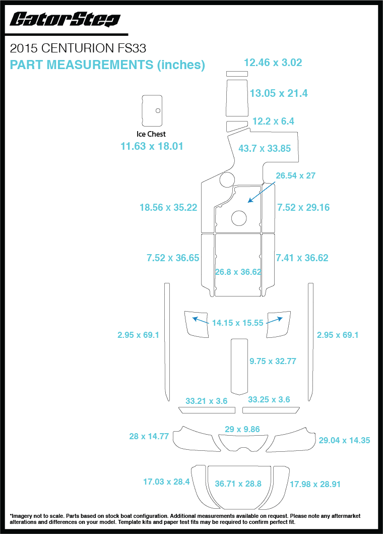 2015 Centurion FS33 GatorStep Flooring dimensions
