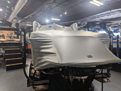 Centurion Ri265 with Predator Power Tower and Factory Bimini Double Up Storage Cover
