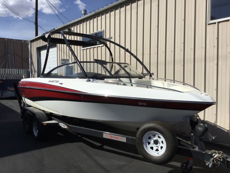 Malibu Sunsetter XTi with Titan 3 Tower and FCT bimini Double Up Storage cover