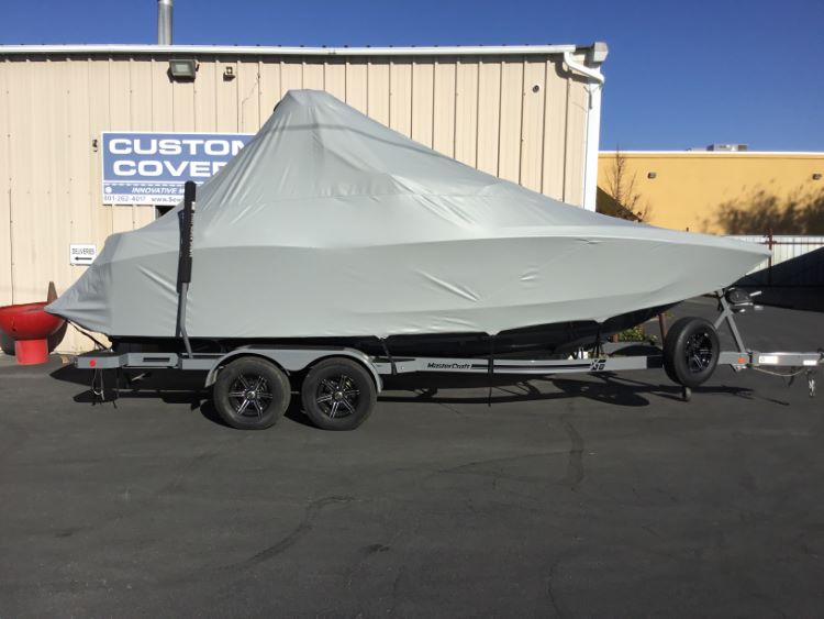 2022 MasterCraft XT22 Double Up storage cover with Z6 Tower and Factory Bimini