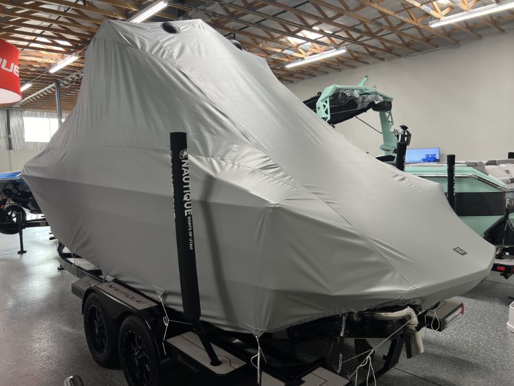Nautique S23 with Flight Control Tower and Factory Bimini Double Up Storage Cover