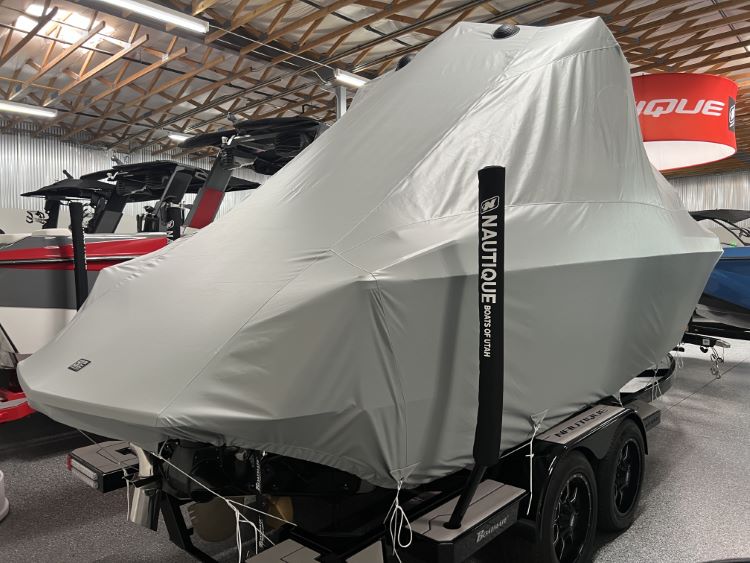 Nautique S23 with Flight Control Tower and Factory Bimini Double Up Storage Cover