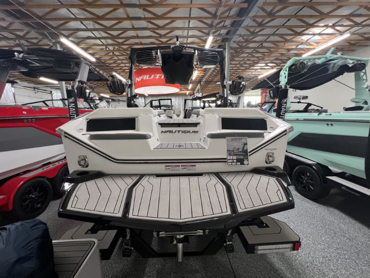 Nautique S23 with Flight Control Tower and Factory Bimini Double Up Storage Cover