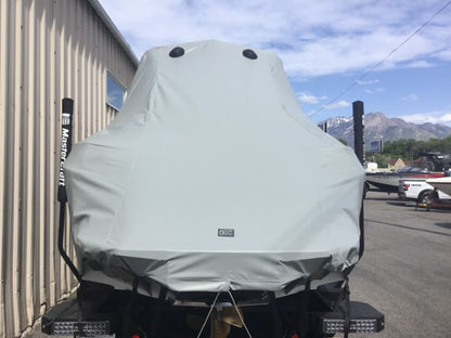 MasterCraft X24 with ZFT8 - ZFT10 tower and factory bimini Double Up Storage Cover