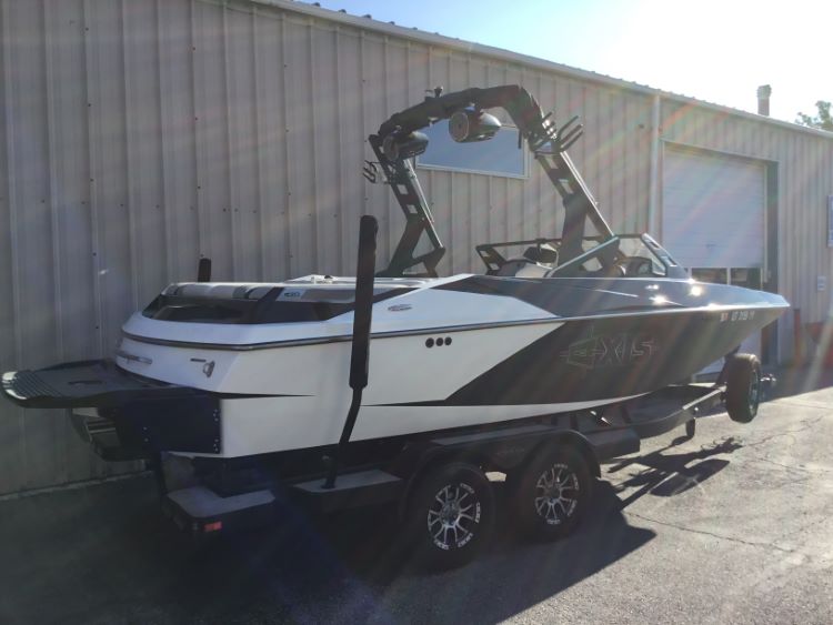 Axis A20 with Grey Skull Tower and Factory Bimini Double Up Storage Cover