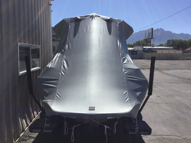 Axis A20 with Grey Skull Tower and Factory Bimini Double Up Storage Cover