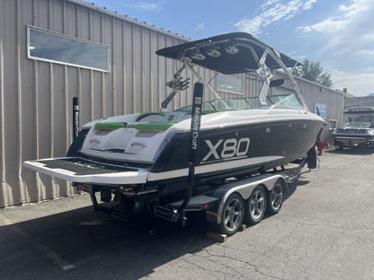 MasterCraft X80 with the ZeroFlex 5.2 Tower, and XL FCT bimini