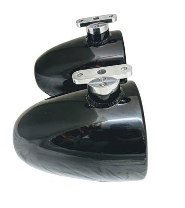 glossy black speaker cans with polished malibu illusion x tower apapters
